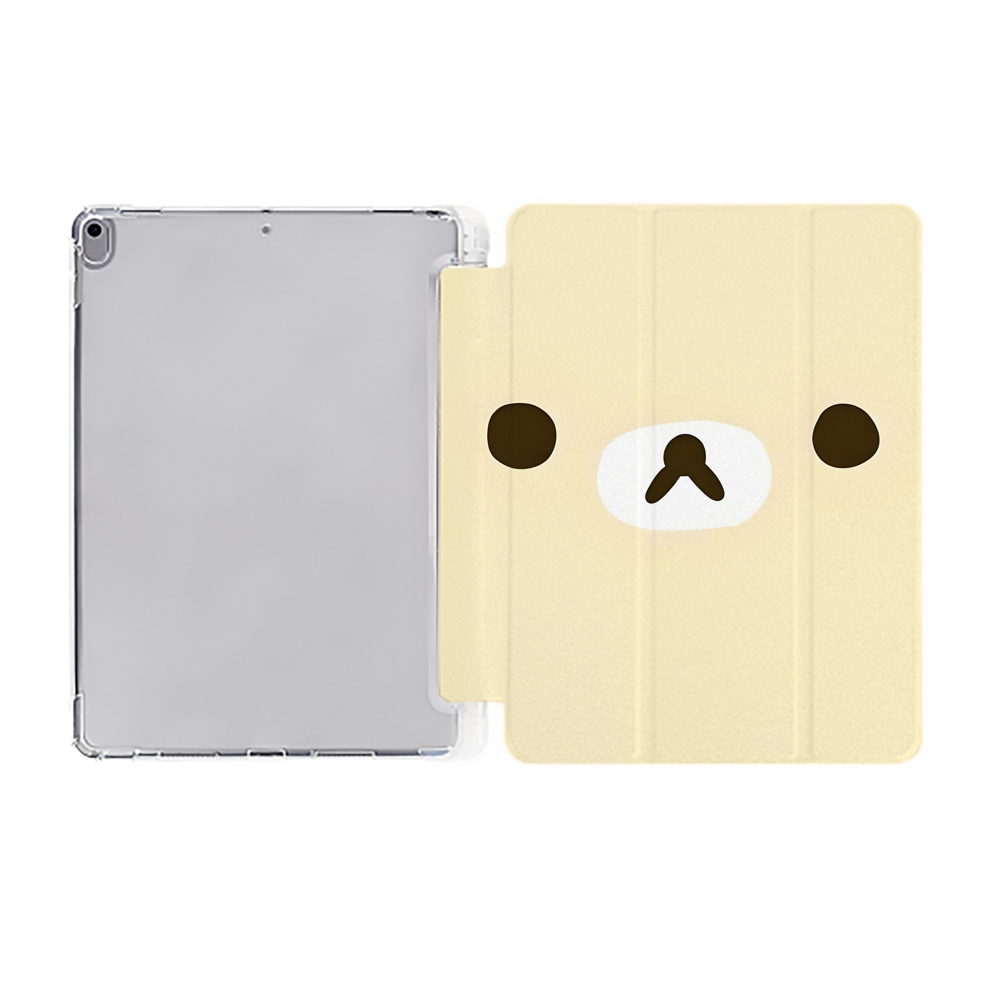 （画像用） リラックマ リラックマ キイロイトリ Rilakkuma Korilakkuma Kiiroitori IPad ケース ペン収納付き 三つ折りスタンド PUレザー×シリコン 対応機種9.5/10.5/10.9インチ